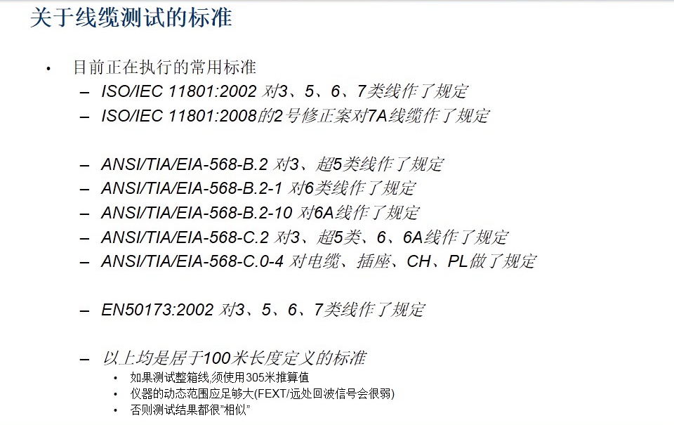 关于线缆测试的标准图